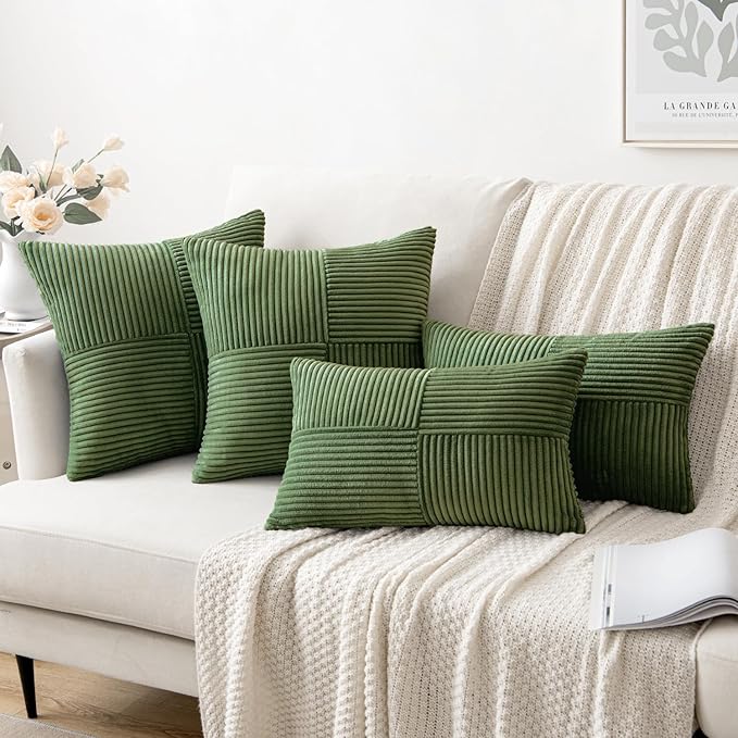 MIULEE Moss Green Decorative Throw Pillow Covers 20x20 Inch - Image 4