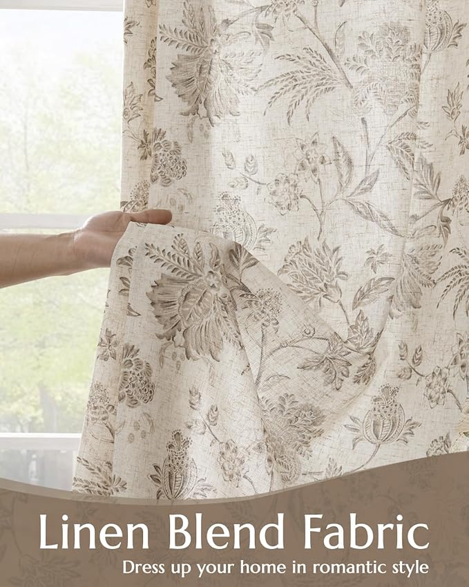 jinchan Lined Linen Floral Curtains - Image 2