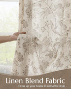 jinchan Lined Linen Floral Curtains - Image 2