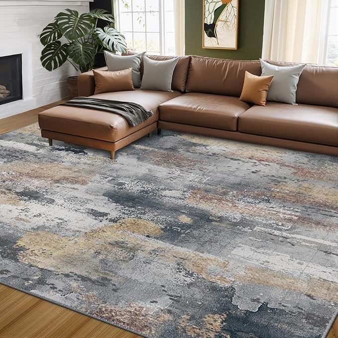 Washable Area Rugs 5'x7' Non-Slip Modern Abstract Soft by RELEANY