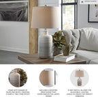 Signature Design by Ashley 25 in Ceramic Table Lamp Set of 2, Taupe