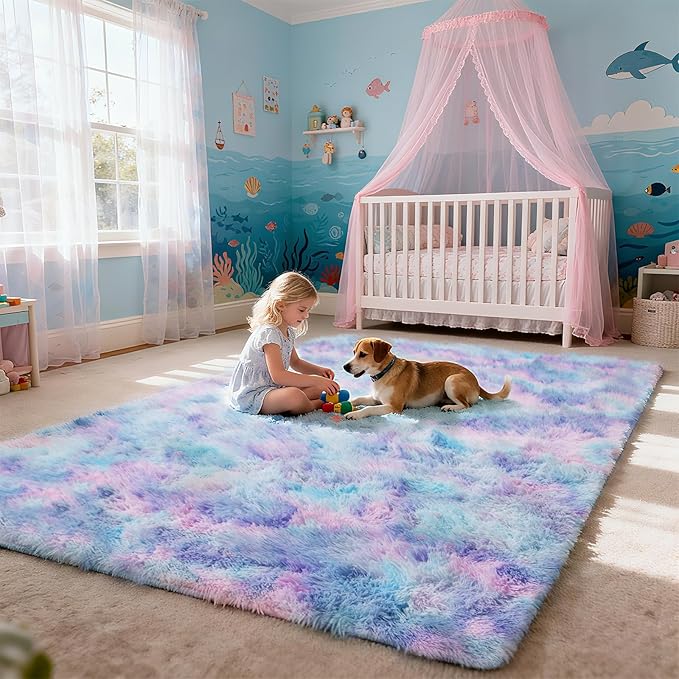 Shag Area Rug for Bedroom 4x6, Fluffy Area Rugs for Living Room, Soft Fuzzy Rug - Image 5