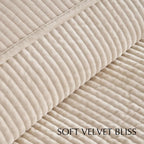 EverGrace Striped Channel Velvet Quilt Set, King Size, Light Sand