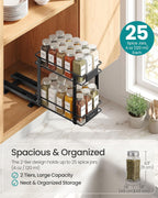 SONGMICS Spice Rack Organizer for Cabinet, Pull Out 2 Tier Thick Steel
