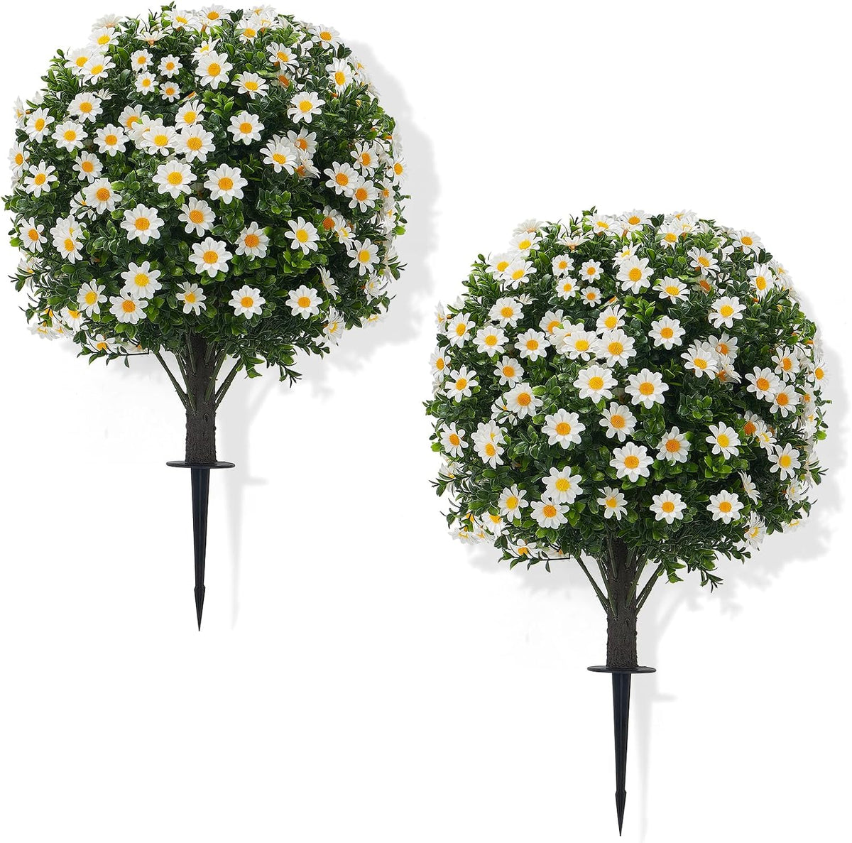 24" Artificial Lavender Topiary Ball Tree 2-Pack, UV Resistant Outdoor