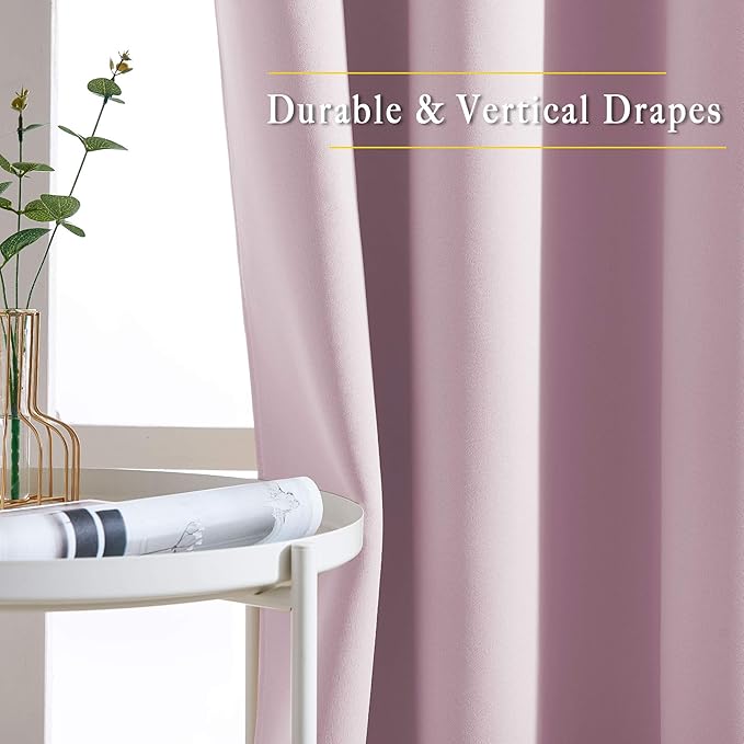 NICETOWN Blackout Pink Curtains - Image 3