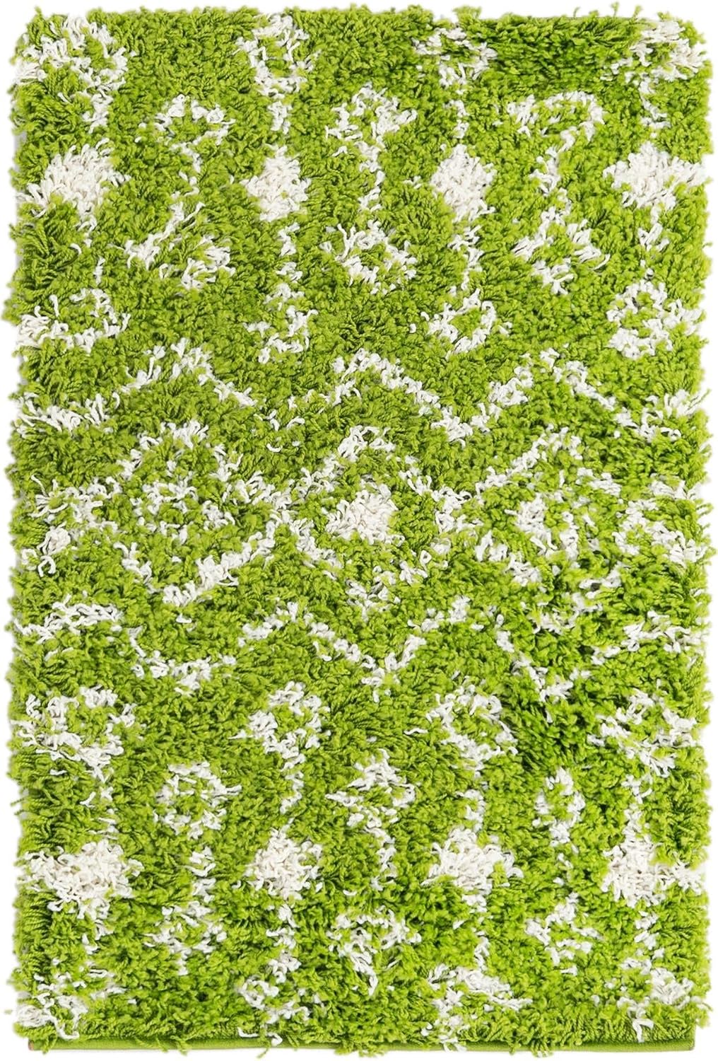 Unique Loom Moroccan Trellis Shag Collection Area Rug - Meknes (2' x 3' 1" Rectangle, Green/ Ivory)