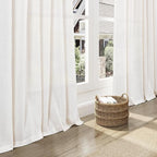 Ivory White Linen Curtains for Living Room 105 Inches Long Light Filtering Semi - Image 5