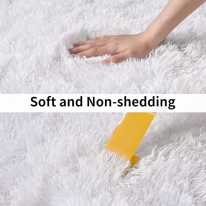 Soft Runner Rugs for Bedroom Hallways, 2x4 White Fluffy Shag Throw Area Rug Non - Image 5