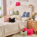 Bow Pillow, Decorative Throw Pillows with Soft Plush, Bow Throw Pillow for Couch Bed, Home Decor Bow Shaped Pillow for Bedroom Living Room (Green, 12 Inches)