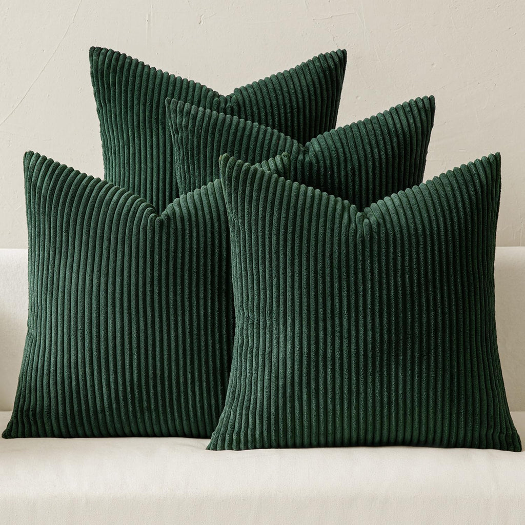 MIULEE Soft Corduroy Decorative Throw Pillow Covers Army Green 18x18