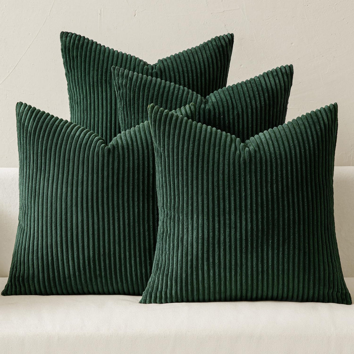 MIULEE Soft Corduroy Decorative Throw Pillow Covers Army Green 18x18