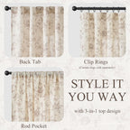 Vangao Taupe Floral Linen Curtains for Living Room 84L 2 Panels for Bedroom