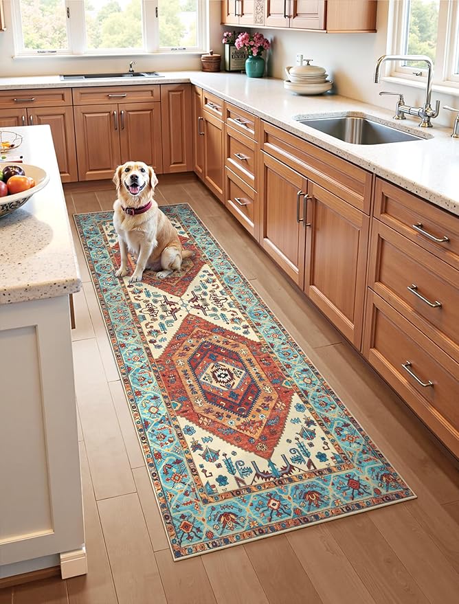 SERISSA Boho Kitchen Runner Rug, 3x7 Washable Non-Slip Runner Rug by SERISSAHomeDecorCollection