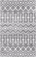 Unique Loom Moroccan Trellis Collection Area Rug - Mamounia (3' 3" x 5' 3" Rectangle Gray/Ivory)