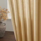 Gold Yellow Linen Curtains 102 Inches Long Rod Pocket Back Tab Drapes 2 Panels - Image 4