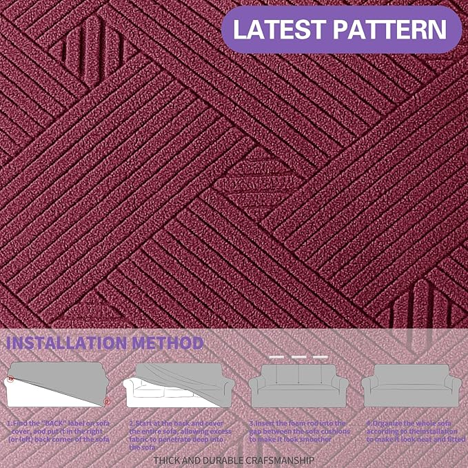 ZNSAYOTX Super Stretch Couch Cover, New Striped Sofa Covers Fitted Slipcovers - Image 5