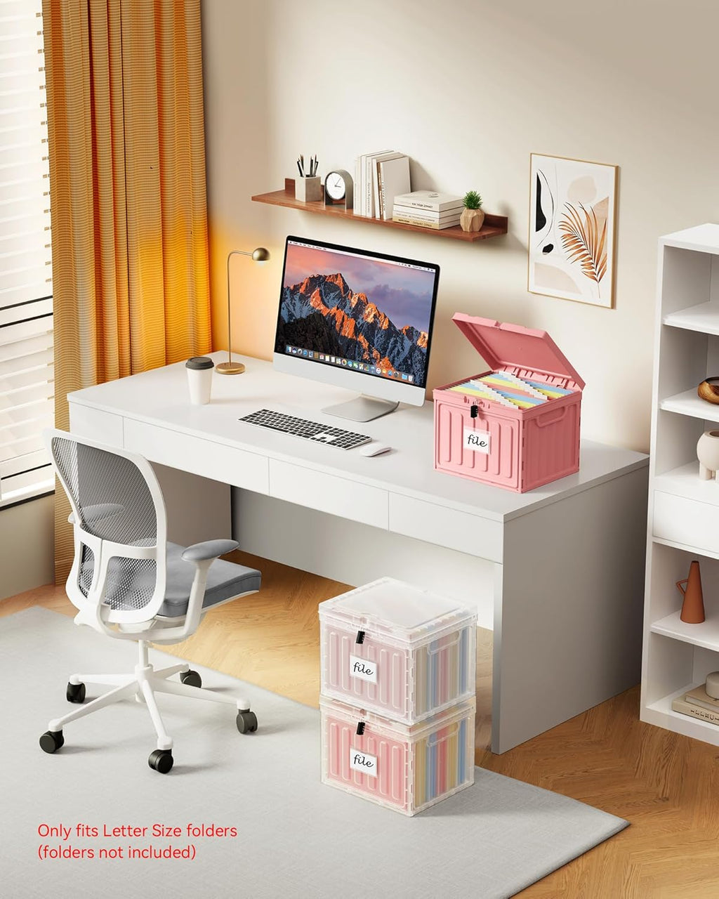 Lockable Plastic File Box with Lid for Letter-Size