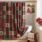 MelonBoat Rustic Printed Christmas Shower Curtain