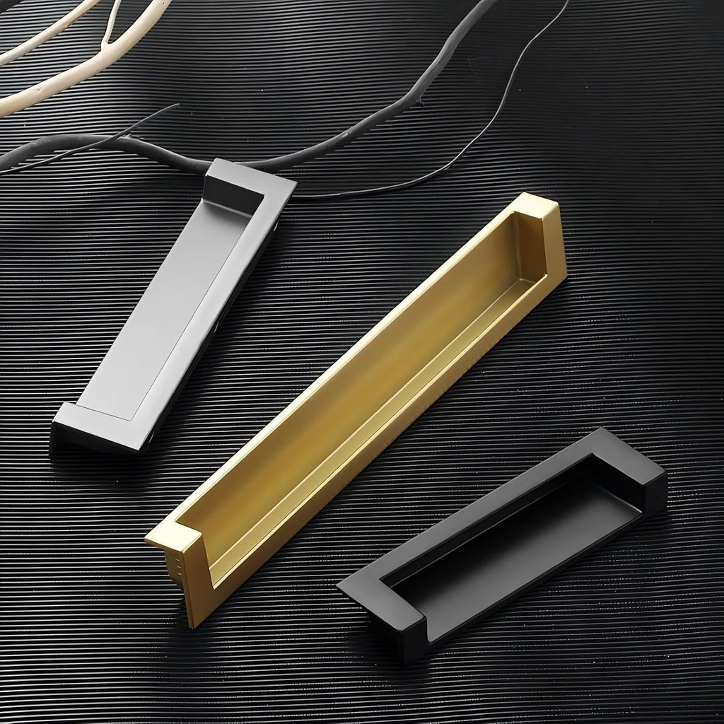 Recessed Handles, Inset Hidden Pull, Flush Handles (2, Silver, 4.35in)