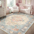 RELEANY Area Rugs 5'x7' Washable Non-Slip, Floral Vintage Distress Print by RELEANY