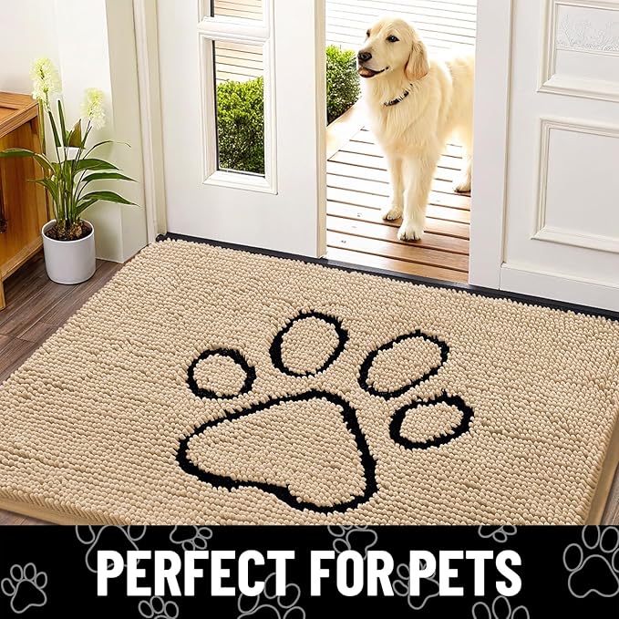 Smiry Dog Door Mat for Muddy Paws, Absorbent Dirt Trapper Non Slip Quick Dry - Image 7