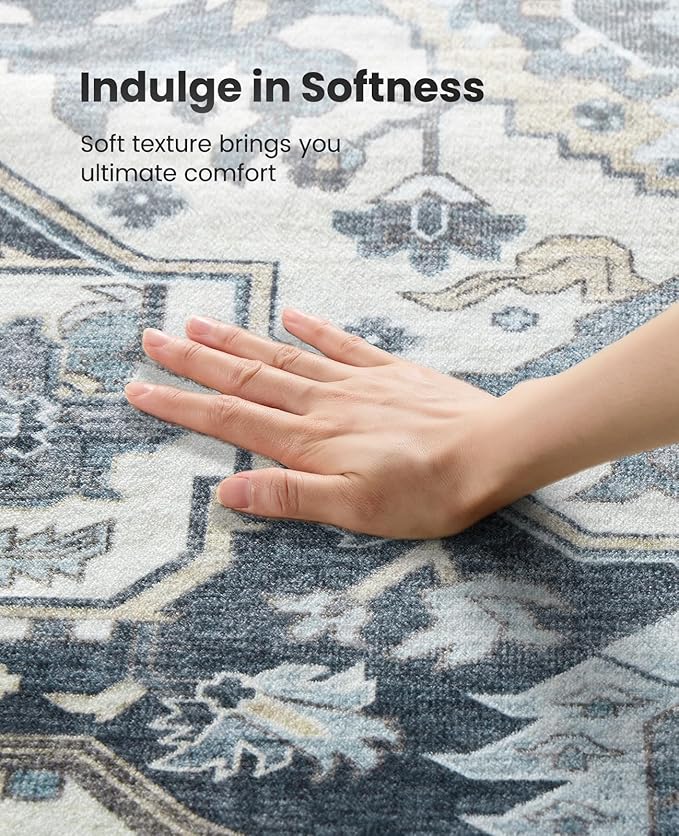 AMADA HOMEFURNISHING 9x12 Area Rug, Washable Low-Profile Large Area Rug - Image 5