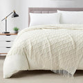 BOURINA White Throw Blanket 50 x70 Inches Jacquard Argyle Throw Textured Solid by BOURINA