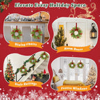 6 Pack Mini Christmas Wreaths for Kitchen Cabinets,with Ribbon Bows Berry