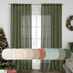 LAMIT Linen Semi Sheer Curtains 96 inches Long 2 Panels Set, Light Filtering by LAMIT