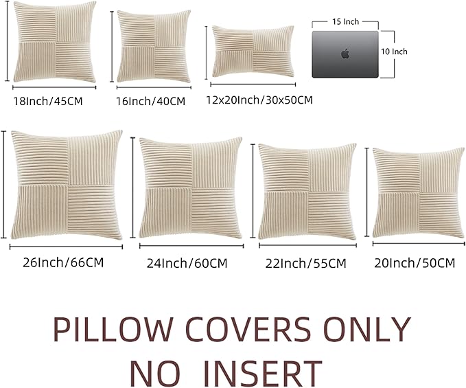 Fancy Homi 2 Packs Tan Decorative Throw Pillow Covers 22x22 Inch - Image 6