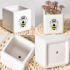 Bee Succulent Planter Flower Plant Pot Small, Gifts for Women Teens Girls Kids, Bee Lovers Themed Stuff Accessories Things Decor Merch, Home Office Table Desk Decoration!