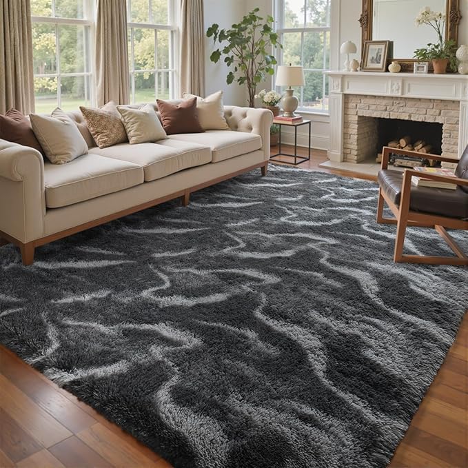 8x10 Ft Extra Large Shag Rugs for Living Room, Tie Dyed Ultra Soft Fluffy Furry by Cuzwlovita