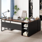 Tribesigns 71 inch Executive Desk, L Shaped Desk with Cabinet Storage