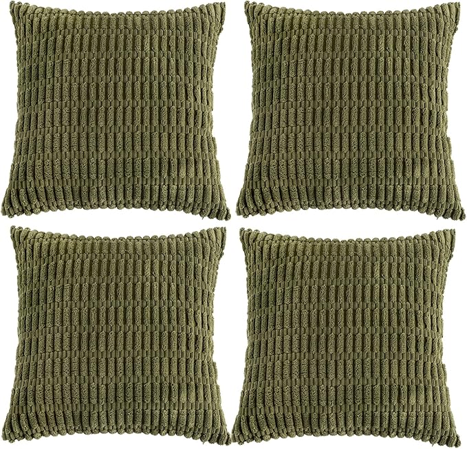 Fancy Homi 4 Packs Boho Moss Green Decorative Throw Pillow Covers 18x18 Inch by Fancy+Homi