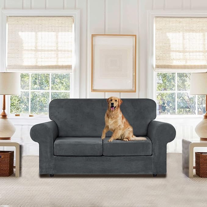 WEERRW Velvet Couch Covers for 2 Cushion Couch Sofa - Image 2