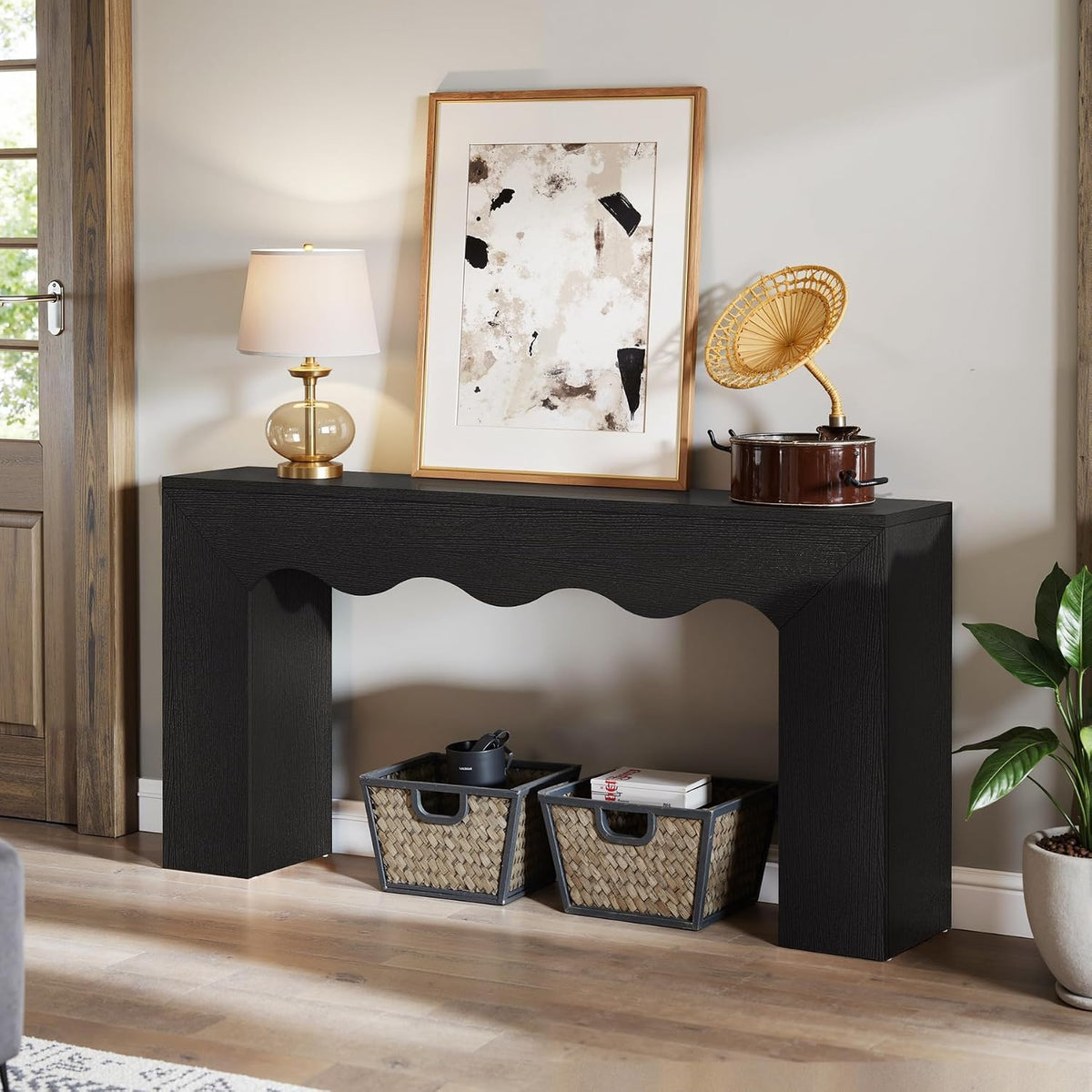 Tribesigns 63" Farmhouse Console Table with Wavy Edge