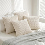 Fancy Homi 4 Packs Boho Cream Decorative Throw Pillow Covers 26x26 Inch - Image 8