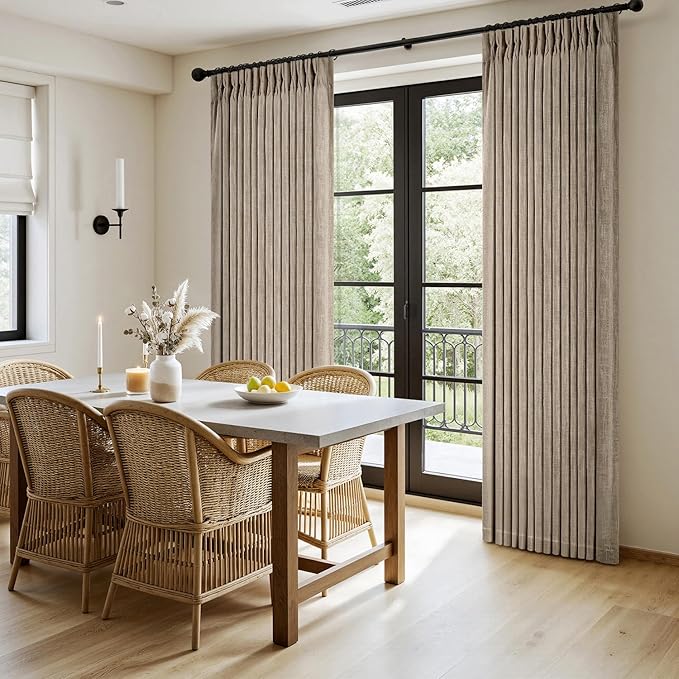 MIULEE Pinch Pleated Thick Linen Curtains 96 Inches Long 2 Panels - Image 3
