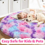 Amdrebio Hot Pink Rainbow Round Circle Area Rug 5Ft - Image 2