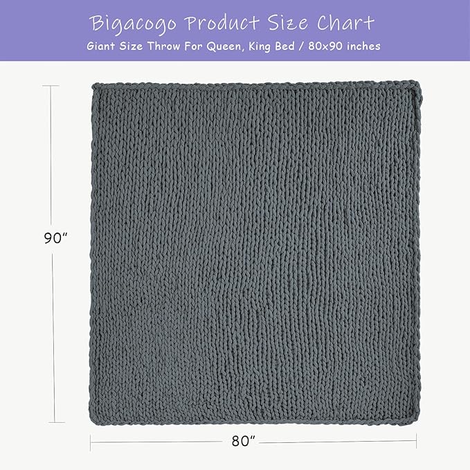 Bigacogo Chunky Knit Throw Blanket - Image 2
