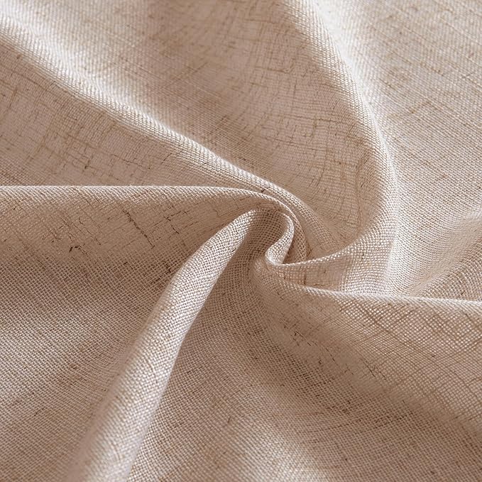 MIULEE Natural Beige Linen Curtains 54 Inch Length 2 Panels - Image 8