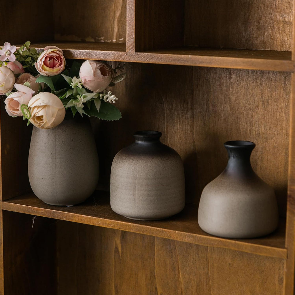JOJUNO Rustic Bud Vases, Small Ceramic Vase Set of 11 Farmhouse Home Decor