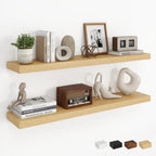 Dreamland 18" Floating Shelves, Rustic Wooden Black Wall Shelves for Bathroom|Bedroom|Kitchen, Deep Wall Mounted Book Shelf, Wood Storage Display Shelf for Home Decor, Set of 2