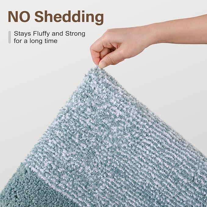 36x24 Large Bathroom Rugs Washable Non Slip, Dusty Blue Bath Mat - Image 8
