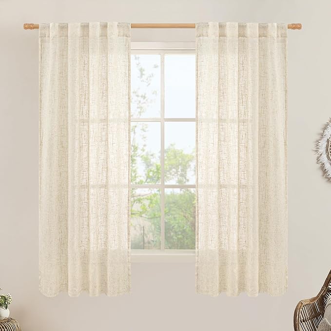 LAMIT Faux Linen Curtains 63 inches Long by LAMIT