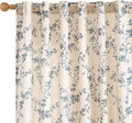 Lazzzy Farmhouse Linen Curtains Extra Long Blue Floral Curtains 108 Inch Long by Lazzzy