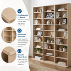 Garvee 9 Tier Tall CD Display Cabinet, 27-Compartment Media Tower, Natural
