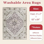 SERISSA 5x7 Boho Area Rug, Washable Large Rugs - Image 2