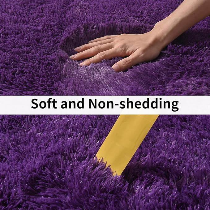 Soft Runner Rugs for Bedroom Hallways, 2x6 Purple Fluffy Shag Throw Area Rug - Image 6